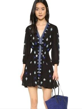 Free People Star Gazer Embroidered Tunic Dress